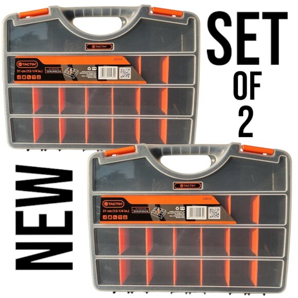 SET OF 2 NEW 21 Compartment Plastic Portable Small Parts Organizer Tool Box Divi - Picture 1 of 12